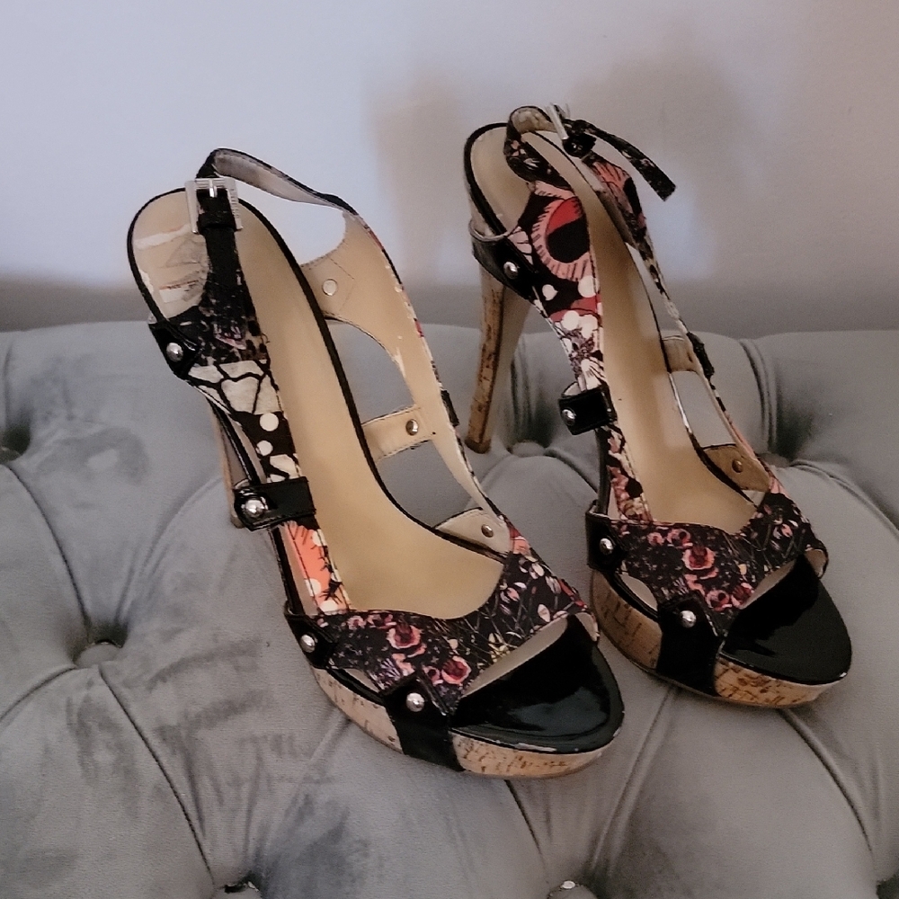 Guess Black High Heel Slingback Sandals